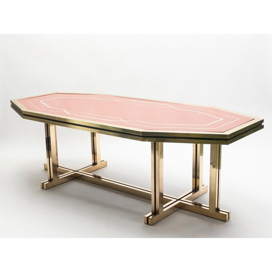 Image 1 of Table vintage laquée rouge en laiton 1970