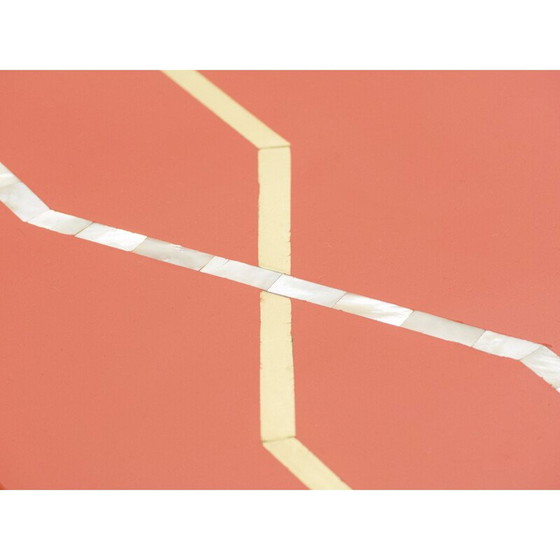 Image 1 of Table vintage laquée rouge en laiton 1970