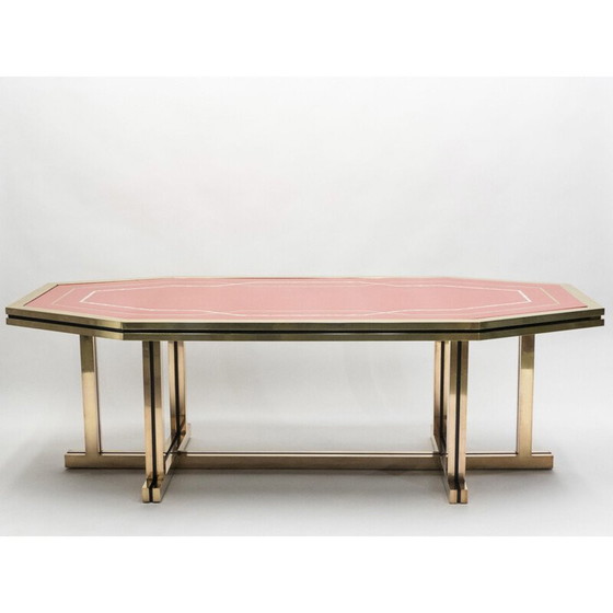 Image 1 of Table vintage laquée rouge en laiton 1970