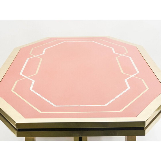 Image 1 of Table vintage laquée rouge en laiton 1970