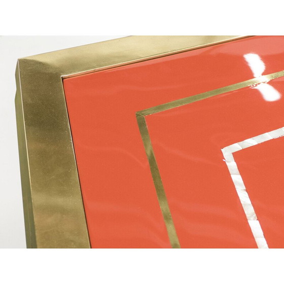 Image 1 of Table vintage laquée rouge en laiton 1970