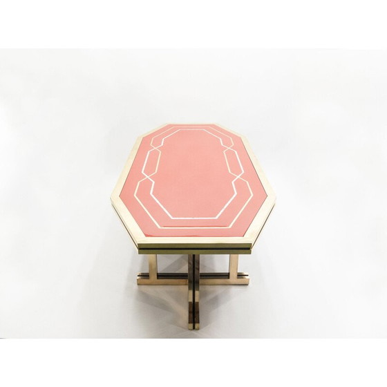Image 1 of Table vintage laquée rouge en laiton 1970