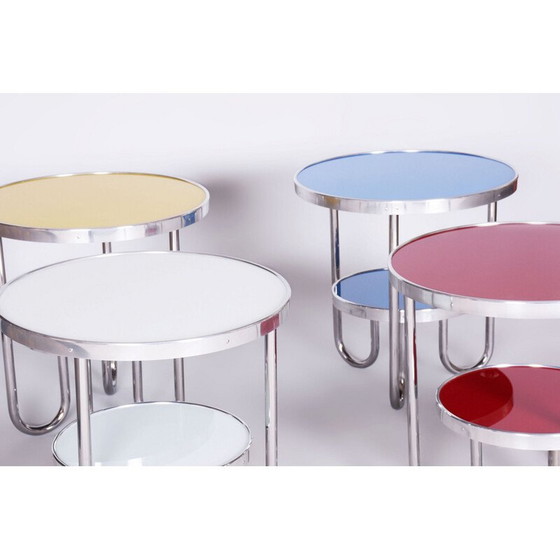 Image 1 of Table vintage Bauhaus en chrome, épicéa et verre pour Kovona, Tchécoslovaquie 1930