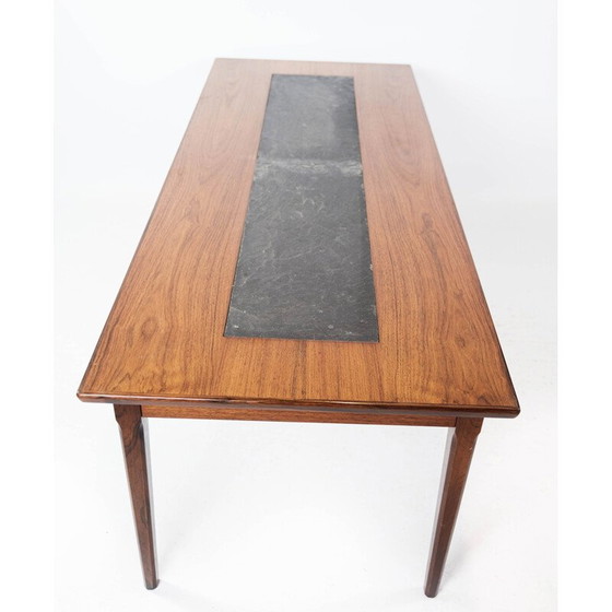 Image 1 of Table basse vintage en palissandre et ardoise noire, Danemark 1960