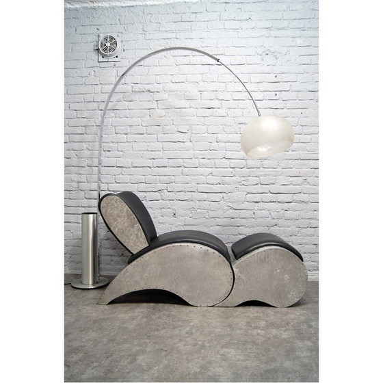 Image 1 of Fauteuil et ottoman vintage en aluminium et vinyle, 1970