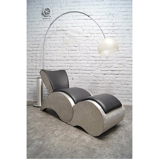 Image 1 of Fauteuil et ottoman vintage en aluminium et vinyle, 1970
