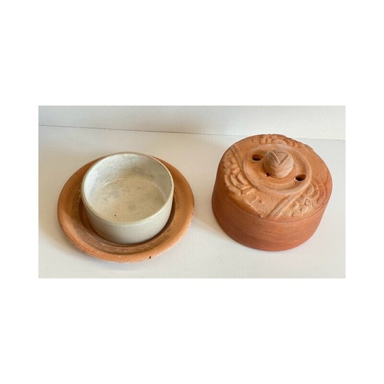 Image 1 of Beurrier Vintage Art Nouveau en terre cuite