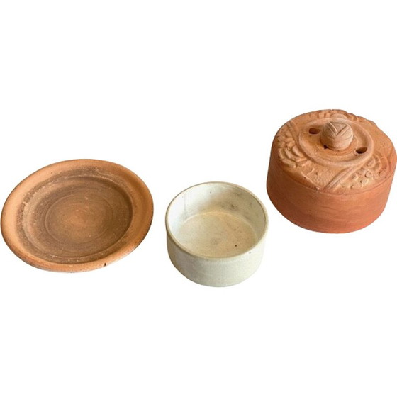 Image 1 of Beurrier Vintage Art Nouveau en terre cuite