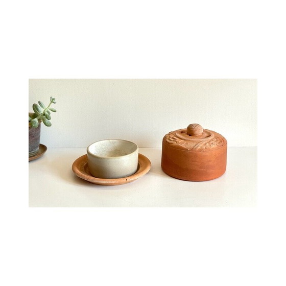 Image 1 of Beurrier Vintage Art Nouveau en terre cuite