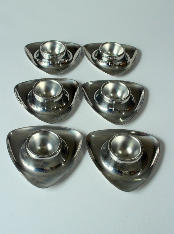 Image 1 of 6 Coquetiers triangulaires Wmf Acier inoxydable - Vintage