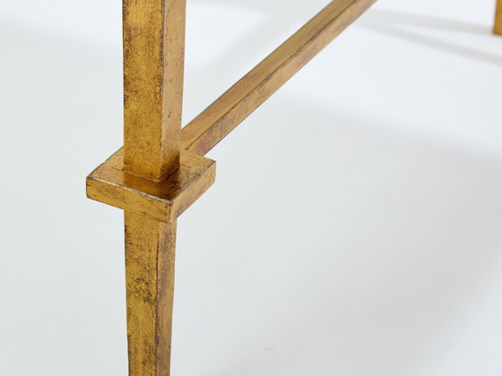 Image 1 of Paire de tables d'appoint Maison Ramsay Fer doré Laque noire 1950