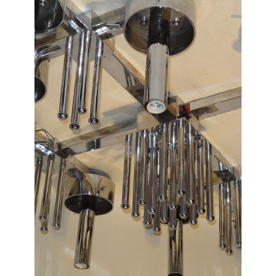 Image 1 of Plafonnier vintage en métal et verre, 1970