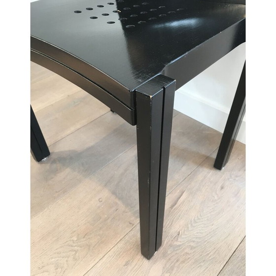 Image 1 of Ensemble de 6 chaises vintage en bois laqué noir, 1993