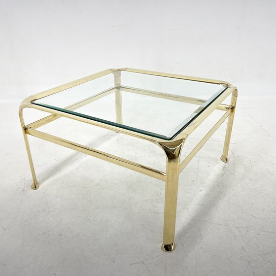 Image 1 of Table basse vintage en laiton et verre par Mauro Lipparini, Italie 1970