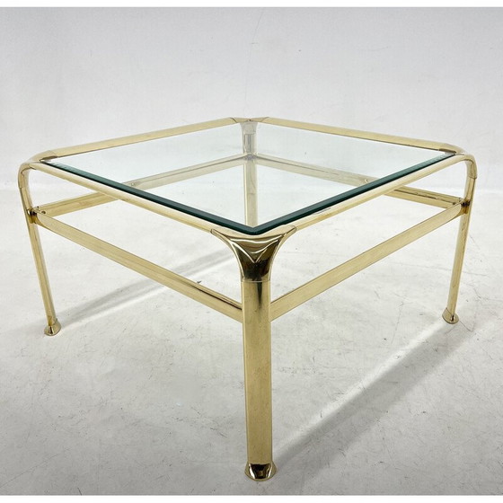 Image 1 of Table basse vintage en laiton et verre par Mauro Lipparini, Italie 1970