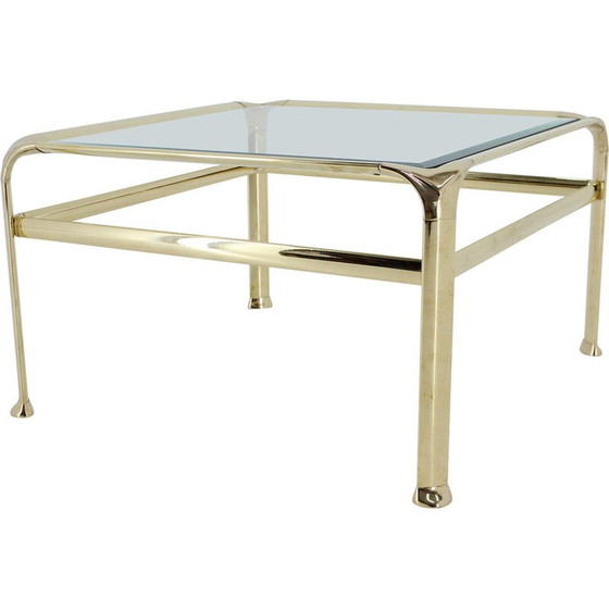 Image 1 of Table basse vintage en laiton et verre par Mauro Lipparini, Italie 1970