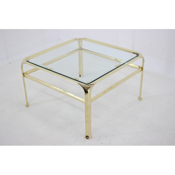 Image 1 of Table basse vintage en laiton et verre par Mauro Lipparini, Italie 1970