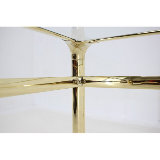 Image 1 of Table basse vintage en laiton et verre par Mauro Lipparini, Italie 1970