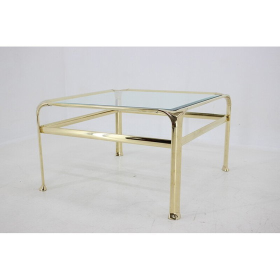 Image 1 of Table basse vintage en laiton et verre par Mauro Lipparini, Italie 1970