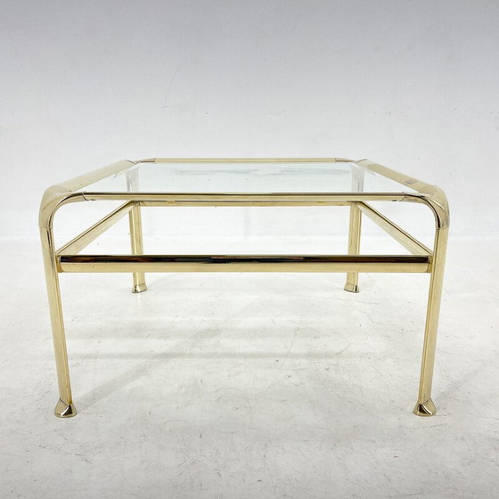 Image 1 of Table basse vintage en laiton et verre par Mauro Lipparini, Italie 1970