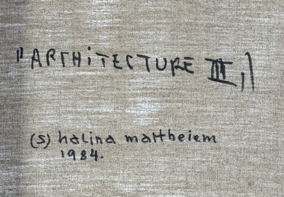 Image 1 of Halina Mattheiem Grande Peinture Abstraite De 1984. Encadrée 