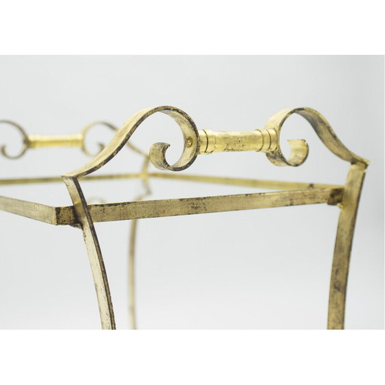 Image 1 of Table de service vintage en fer doré et verre pour Maison Ramsay, 1940