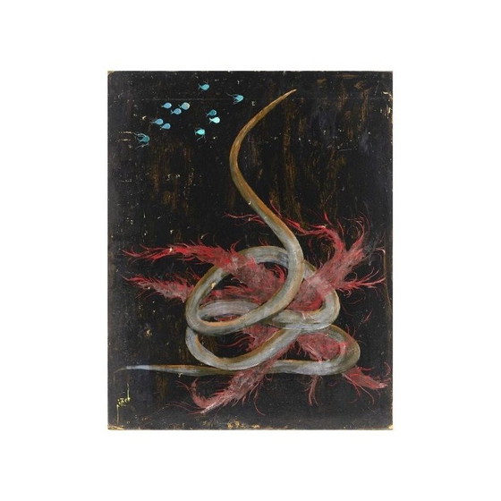 Image 1 of Huile vintage sur isorel "Composition" de Pierre Piget