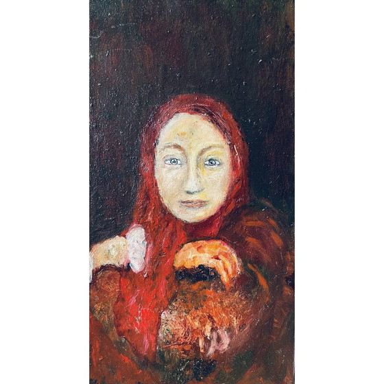 Image 1 of Huile sur toile vintage "L'étreinte" par Elodie Huré