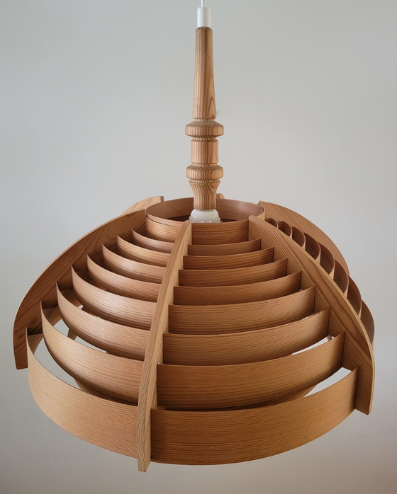 Image 1 of Lampe pendante vintage en contreplaqué de Hans Agne Jokobsson