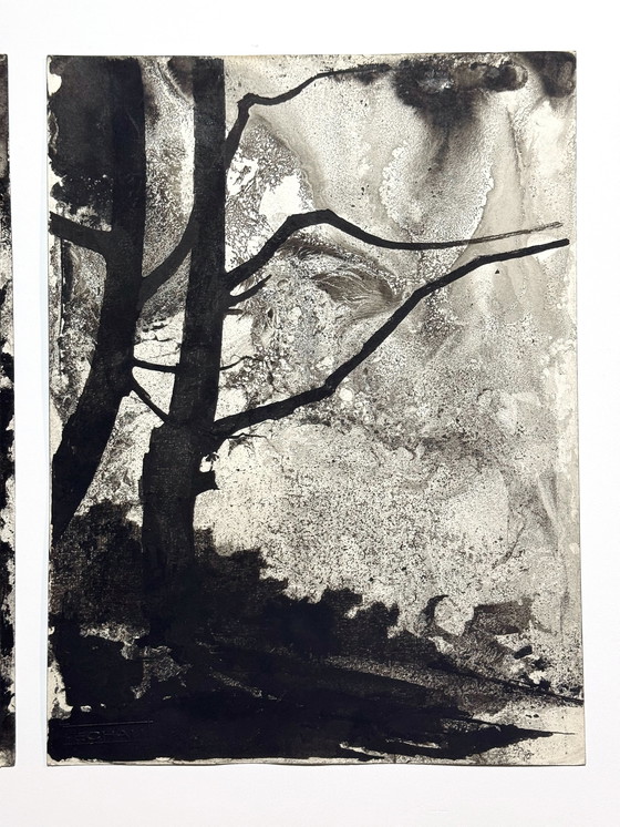 Image 1 of Composition à l'encre (diptyque) - Eugene Eechaut (1928-2019)