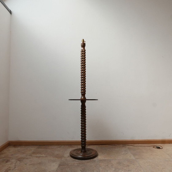 Image 1 of Lampadaire vintage art déco en bois, France 1950