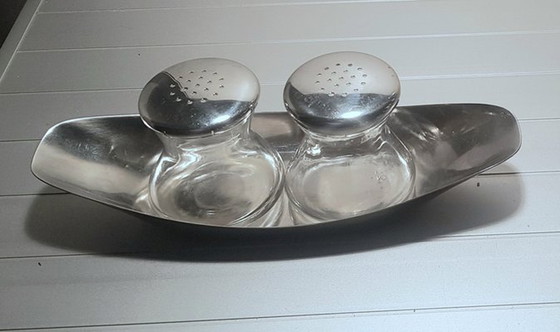 Image 1 of Salière et poivrière de table vintage par Wilhelm Wagenfeld pour Wmf, 1960S, set de 2
