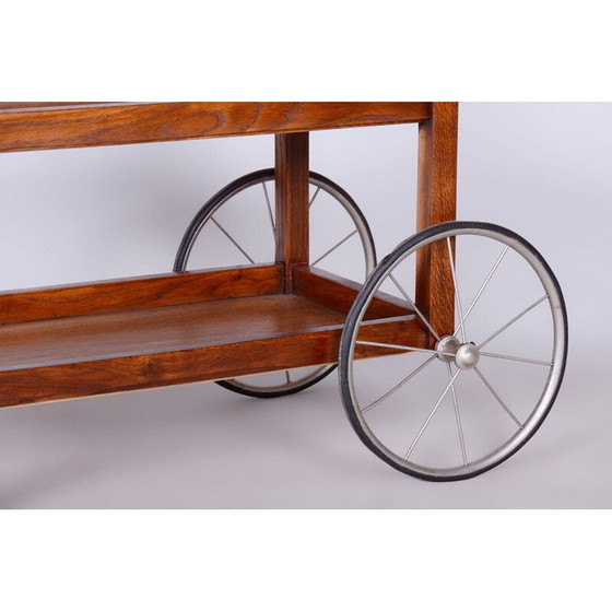 Image 1 of Chariot vintage Art Déco en chêne et verre par Thonet, Tchécoslovaquie 1920