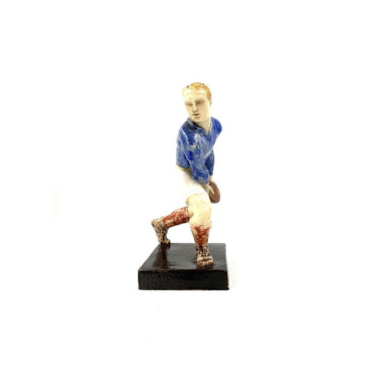 Image 1 of Paire de sculptures vintage de joueurs de rugby par Willy Wuilleumier pour G.A.M, France 1940