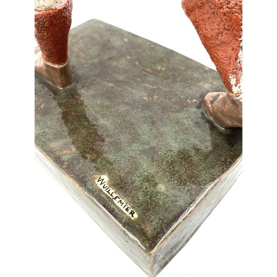 Image 1 of Paire de sculptures vintage de joueurs de rugby par Willy Wuilleumier pour G.A.M, France 1940