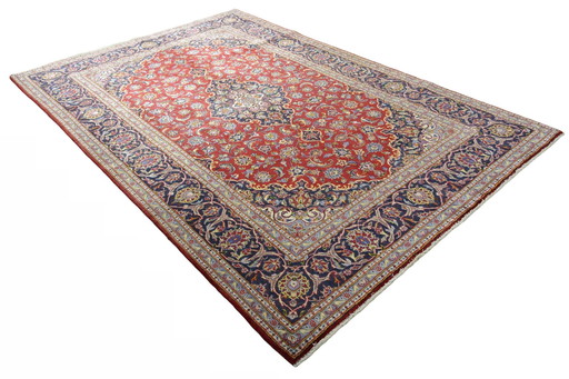 Tapis Keshan rouge noué à la main - 299 X 201 cm