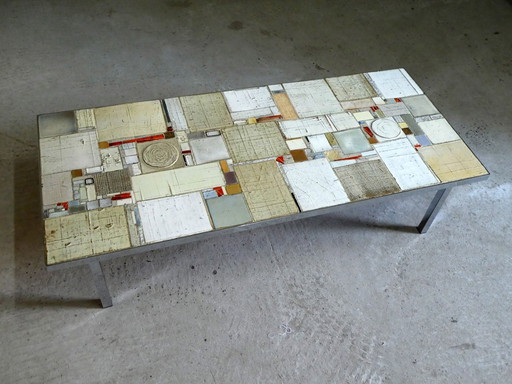 Rare Grande Table Basse En Céramique De Pia Manu, Belgique, 1970