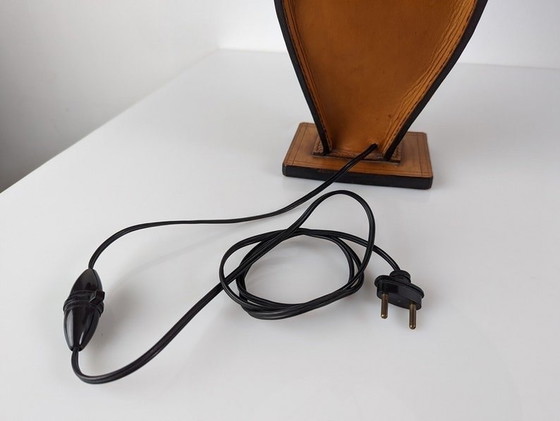 Image 1 of Lampe de table en cuir par Jacques Adnet 1940S