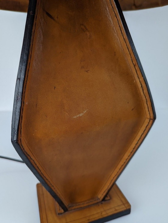 Image 1 of Lampe de table en cuir par Jacques Adnet 1940S