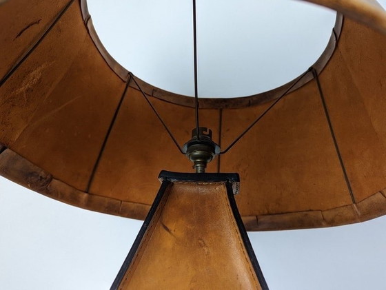 Image 1 of Lampe de table en cuir par Jacques Adnet 1940S