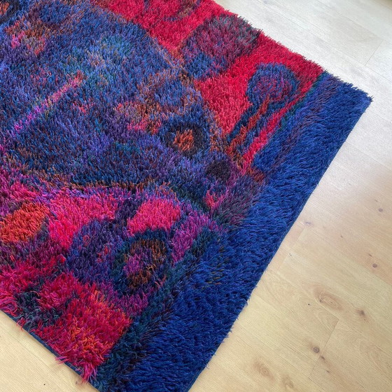 Image 1 of Tapis scandinave vintage en laine Rya par Oili Maki pour Finnrya Oy AB, Finlande années 1950
