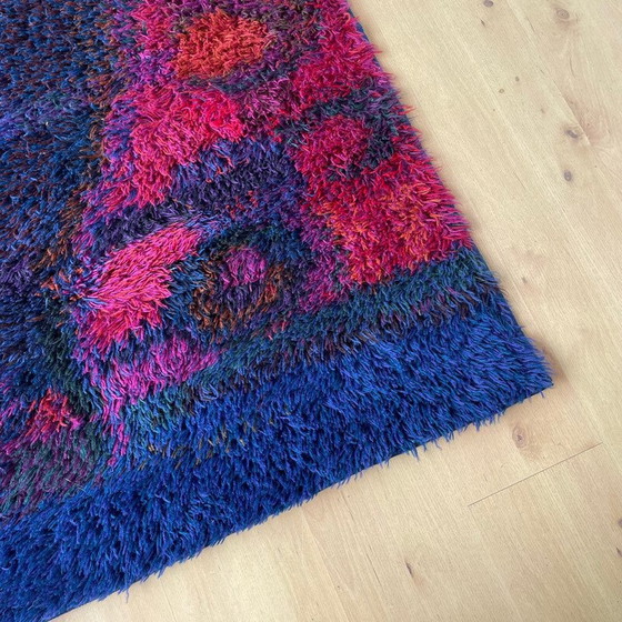 Image 1 of Tapis scandinave vintage en laine Rya par Oili Maki pour Finnrya Oy AB, Finlande années 1950