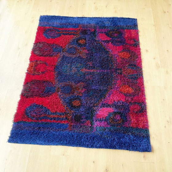 Image 1 of Tapis scandinave vintage en laine Rya par Oili Maki pour Finnrya Oy AB, Finlande années 1950