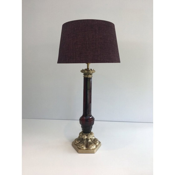 Image 1 of Lampe vintage en cristal et bronze, France 1940