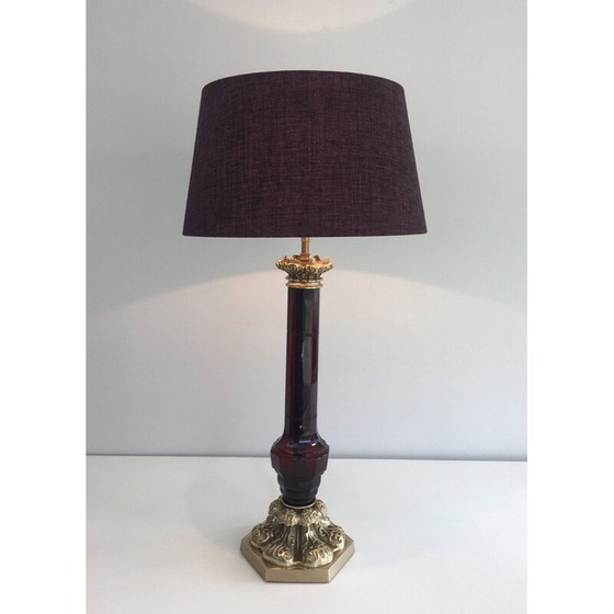 Image 1 of Lampe vintage en cristal et bronze, France 1940