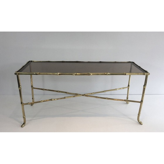 Image 1 of Table basse vintage en bronze et verre fumé, France 1940