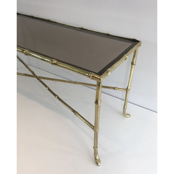 Image 1 of Table basse vintage en bronze et verre fumé, France 1940