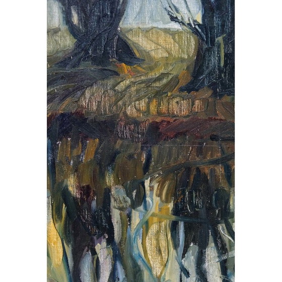 Image 1 of Peinture à l'huile de paysage vintage par Hildegard Schüller-Falk, Suède 1960