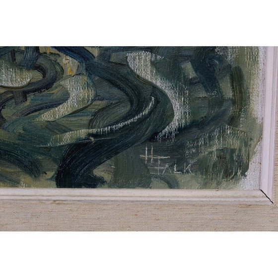 Image 1 of Peinture à l'huile de paysage vintage par Hildegard Schüller-Falk, Suède 1960