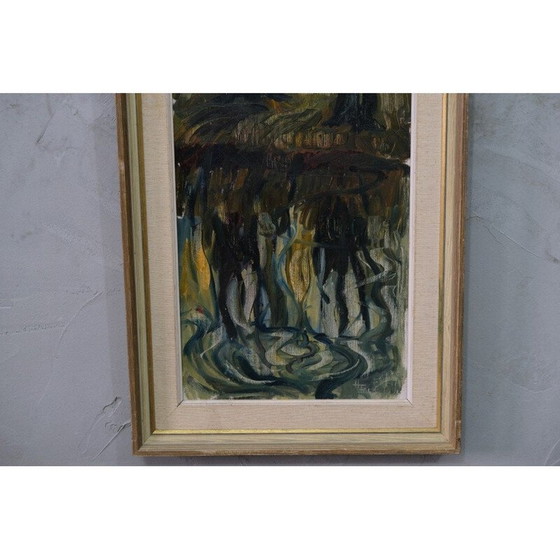 Image 1 of Peinture à l'huile de paysage vintage par Hildegard Schüller-Falk, Suède 1960